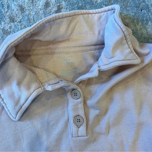 Aerie xs womens cropped button down collared shirt peach tan PERFECT CONDITION - Picture 5 of 6